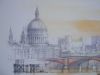 Water coloured sketch of St Paul's Cathedral & Blackfriars, London - The Nostalgia Store