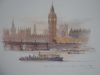 Water coloured sketch of Westminster and Big Ben, London - The Nostalgia Store