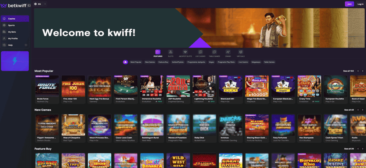 Kwiff Casino quick payout casino UK