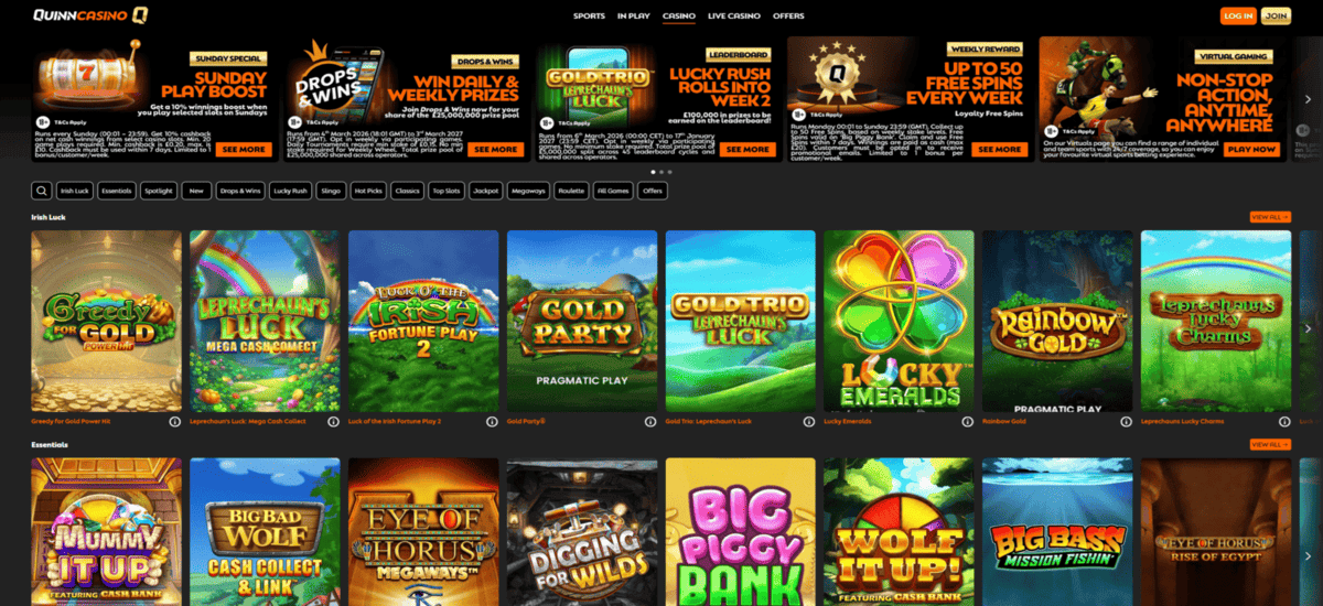 QuinnBet fast withdrawal casino UK